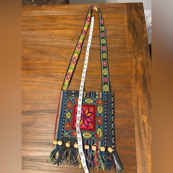 Handcrafted Artisanal Embroidered Colorful Woven Textile Crossbody Bag - Picture 4 of 9